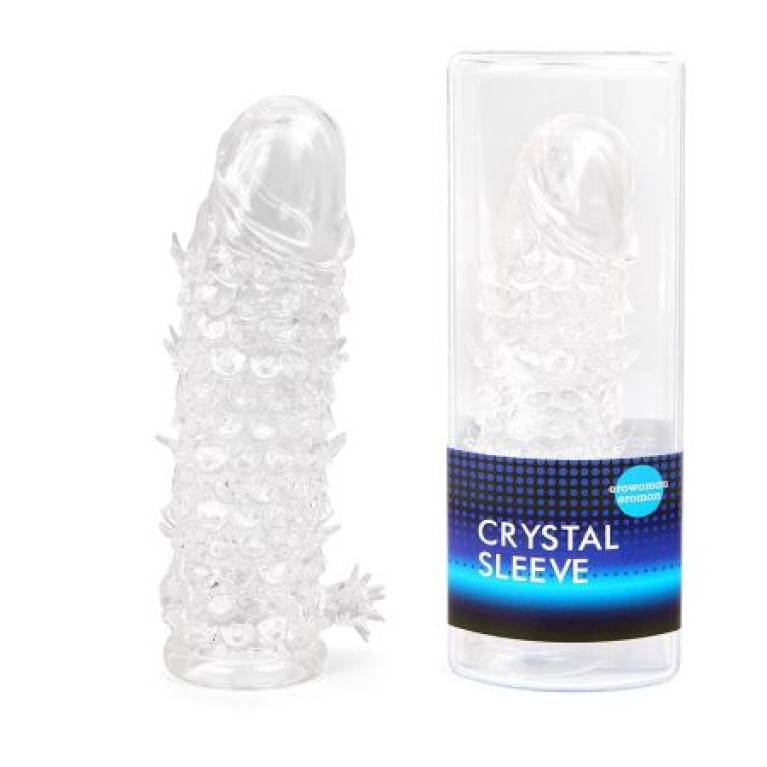 Закрытая прозрачная рельефная насадка Crystal sleeve - 13 см.