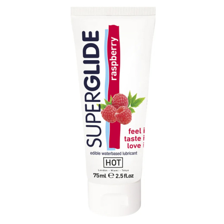 Гель  лубрикант на водной основе с ароматом малины «Superglide» / «Superglide» edible waterbased lubricant raspberry 75 мл.