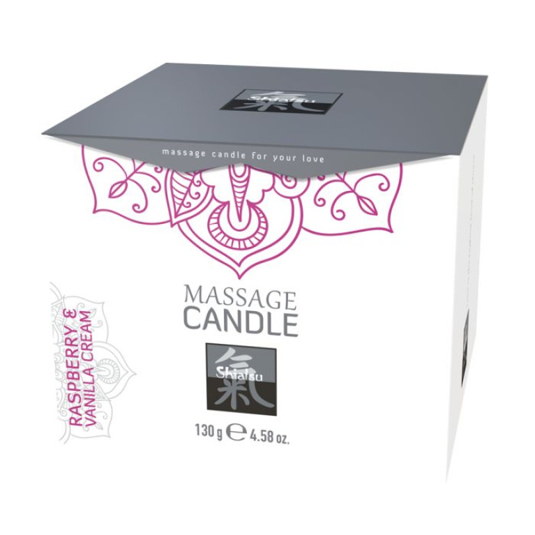 Массажные свечка с ароматом Малина & Ванильный крем торговой марки «Shiatsu». 130 гр.