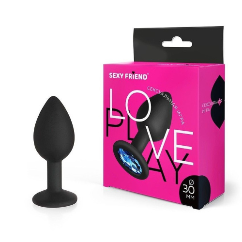 Анальная втулка со стразом Sexy friend цвет кристалла синий