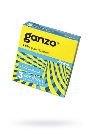 Презервативы Ganzo Extase, с точечно-ребристой поверхностью, анатомической формы, латекс, 18 см, 3 ш