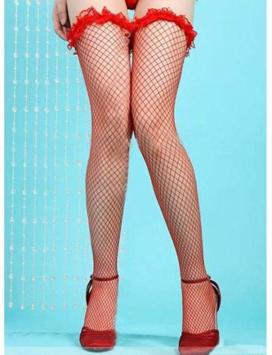 Чулки ажурные "Страстный Огонек" красные