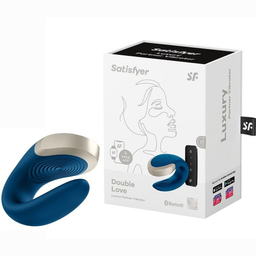 Парный вибратор Satisfyer Double Love пульт и приложение (голубой)