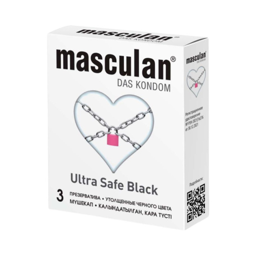 ПРЕЗЕРВАТИВЫ MASCULAN 4 ULTRA SAFE BLACK № 3 (УЛЬТРАПРОЧНЫЕ) 3 шт.
