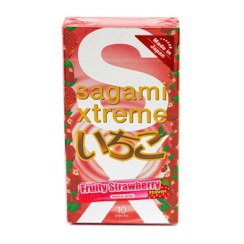 Презервативы Sagami Xtreme Strawberry латексные, с ароматом клубники