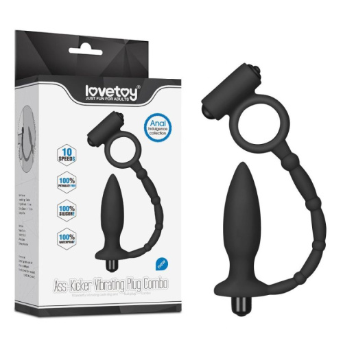 Массажер простаты с кольцом и вибрацией "Ass-Kicker Vibrating Plug Combo"
