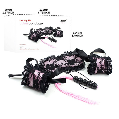 Набор БДСМ "Греховные Связи" черно-розовый