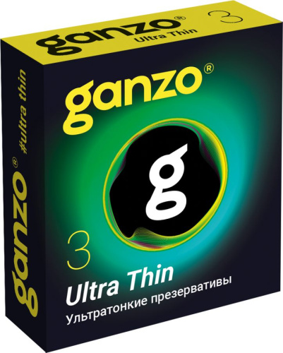 ПРЕЗЕРВАТИВЫ GANZO ULTRA THIN №3 BLACK EDITION (ультратонкие), 3 шт. в упак.