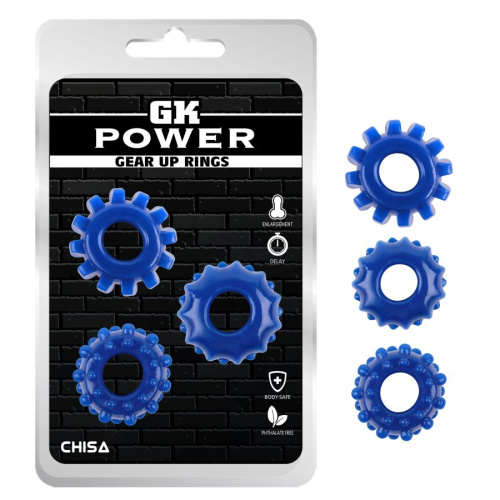 Эрекционные кольца Gear Up синие