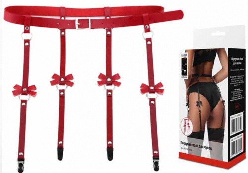 Портупея-пояс для чулок красная