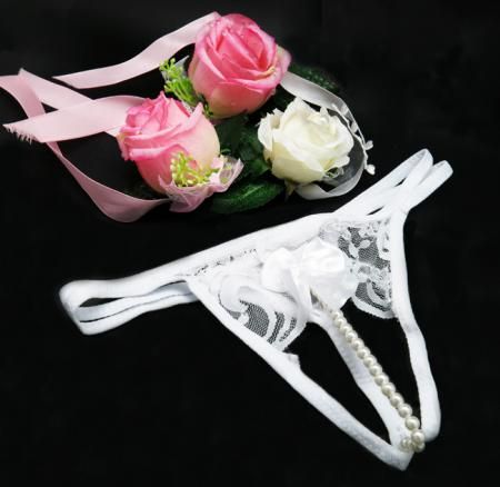Трусики женские "Вдохновение" кружевные с бантом и бусами