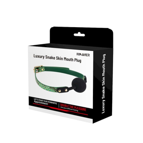 Кляп «Snake-print leather silicone mouth Gag» зеленый