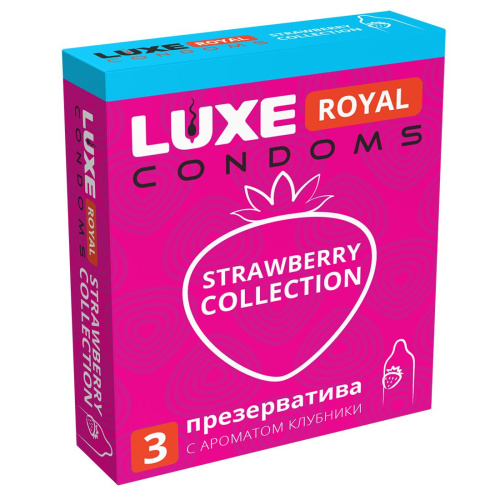 ПРЕЗЕРВАТИВЫ LUXE ROYAL STRAWBERRY COLLECTION гладкие с ароматом клубники 3 штуки