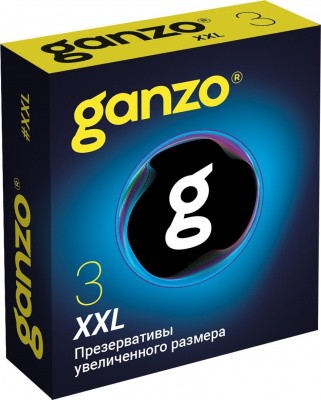 10.71.9 \ ПРЕЗЕРВАТИВЫ GANZO XXL №3 BLACK EDITION (увеличенного размера)
