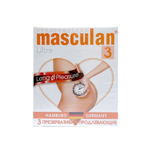 ПРЕЗЕРВАТИВЫ MASCULAN 3 ULTRA № 3 (ПРОДЛЕВАЮЩИЕ С КОЛЕЧКАМИ, ПУПЫРЫШКАМИ, АНЕСТЕТИКОМ) 3 штуки