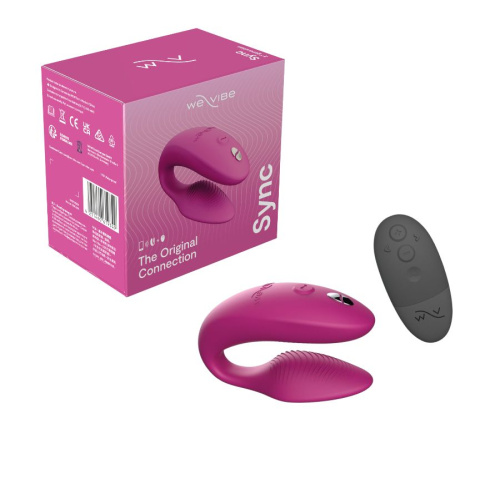 Вибратор для пар We-Vibe Sync 2 розовый, в комплекте батарейка для пульта