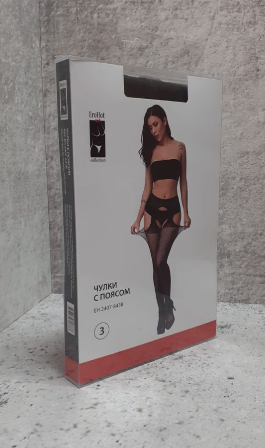 Чулки с поясом ажурная сетка