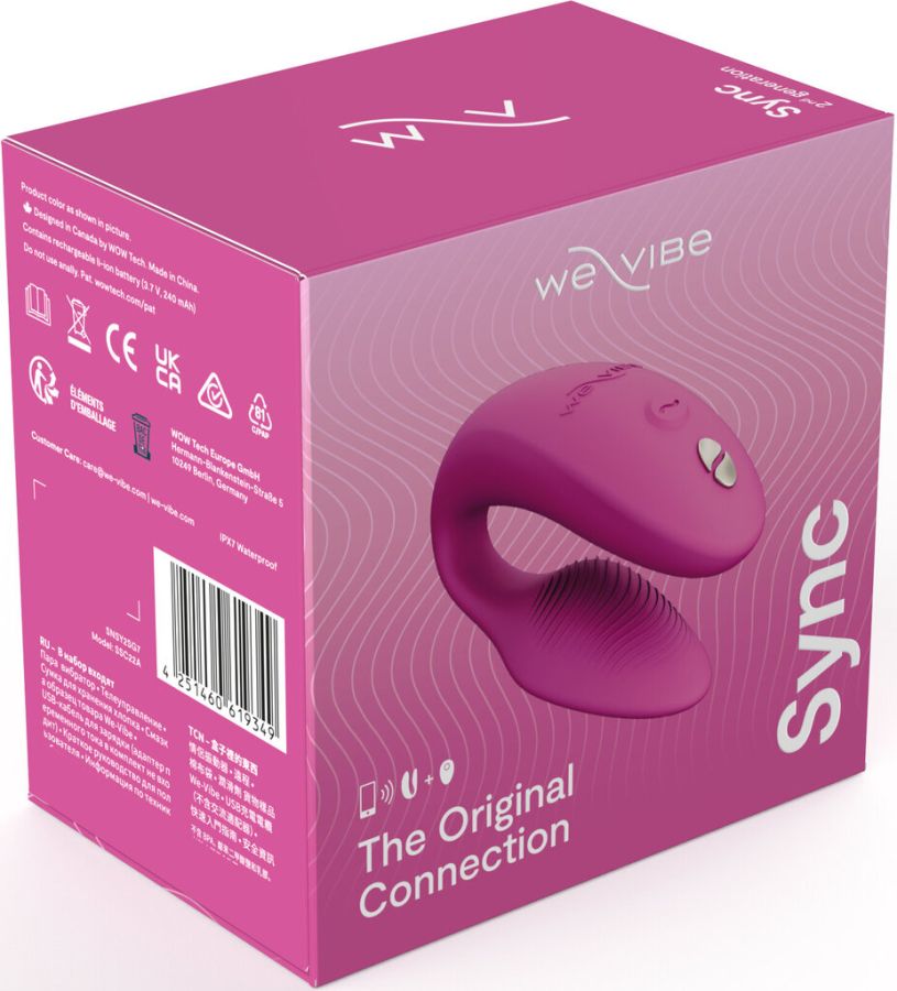 Вибратор для пар We-Vibe Sync 2 розовый, в комплекте батарейка для пульта