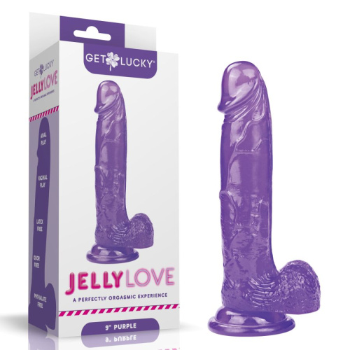 Фаллоимитатор гелиевый на присоске фиолетовый