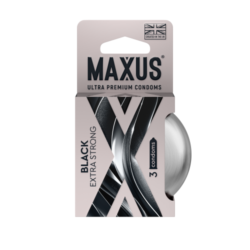 ПРЕЗЕРВАТИВЫ MAXUS EXTRA STRONG № 3 X-EDITION (черные, утолщенные, гладкие) в кейс