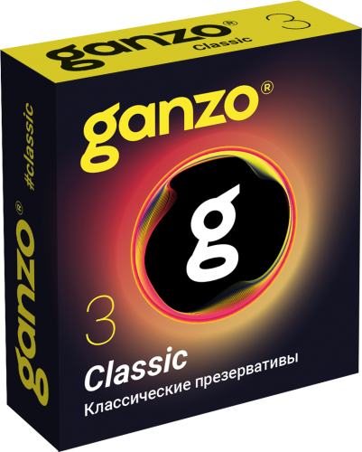 Презервативы Ganzo Classic, классические, с обильной смазкой, латекс, 18,5 см, 3 шт