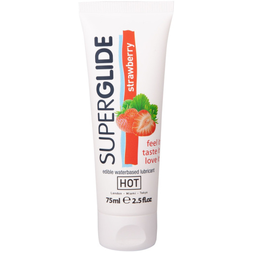 Гель лубрикант на водной основе с ароматом клубники «Superglide» / «Superglide» edible waterbased lubricant strawberry 75 мл.