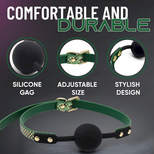 Кляп «Snake-print leather silicone mouth Gag» зеленый