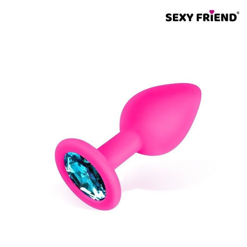 Анальная втулка со стразом Sexy friend цвет кристалла голубой