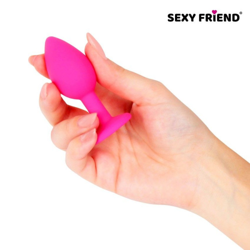 Анальная втулка со стразом Sexy friend цвет кристалла алый