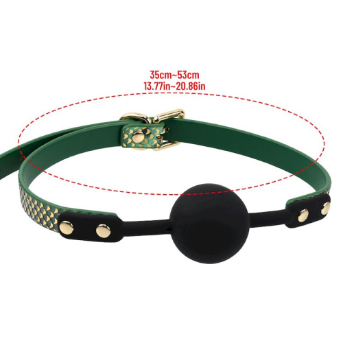 Кляп «Snake-print leather silicone mouth Gag» зеленый