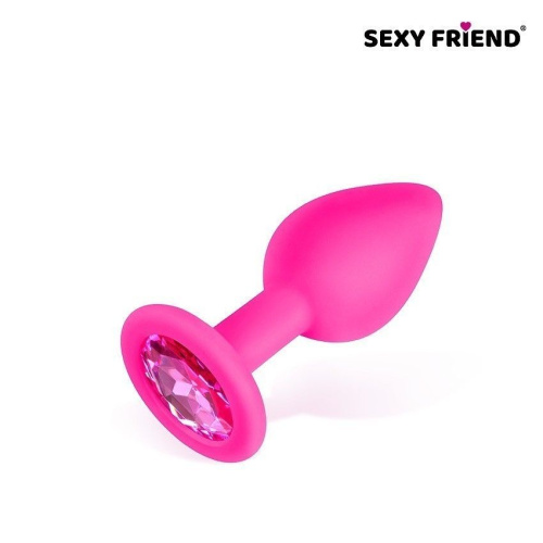 Анальная втулка со стразом Sexy friend цвет кристалла розовый