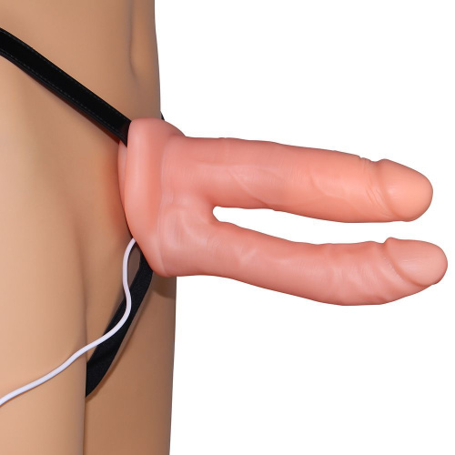 Поясной страпон двойной Vibrating Unisex Hollow Penetrator 6. Полый для вагинального проникновения и плотный для анального.