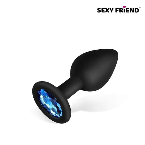 Анальная втулка со стразом Sexy friend цвет кристалла синий