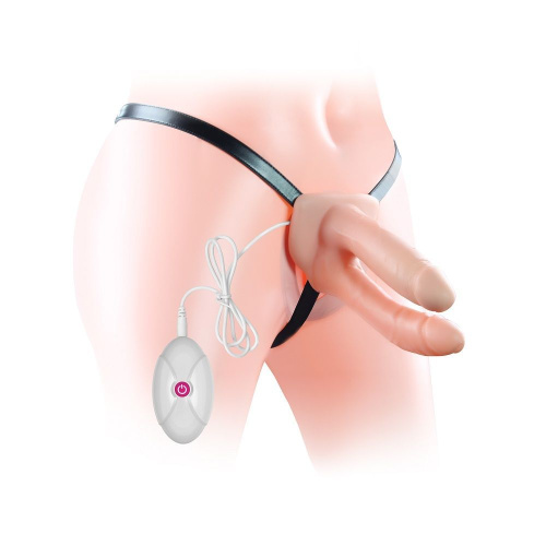 Поясной страпон двойной Vibrating Unisex Hollow Penetrator 6. Полый для вагинального проникновения и плотный для анального.